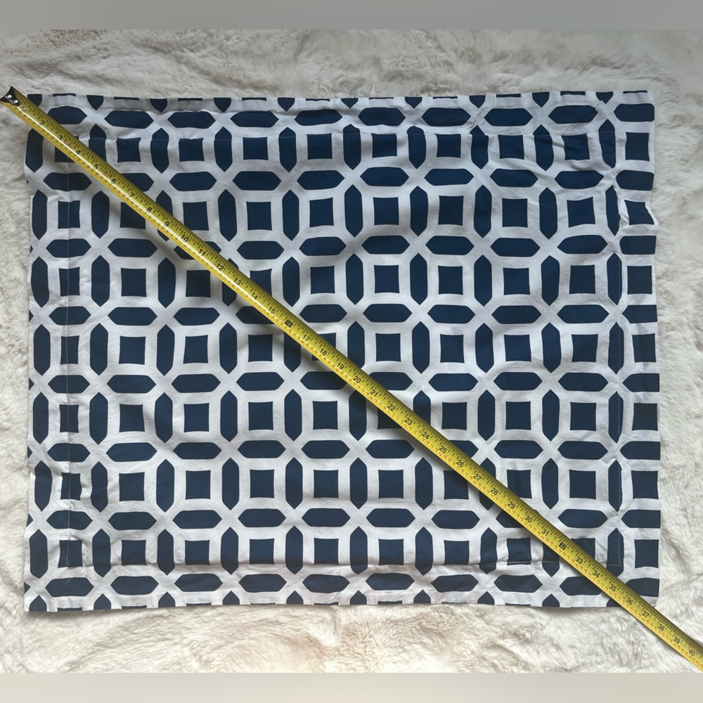 One (1) Pottery Barn Teen Navy and White Geometric Standard Size Pillow cover